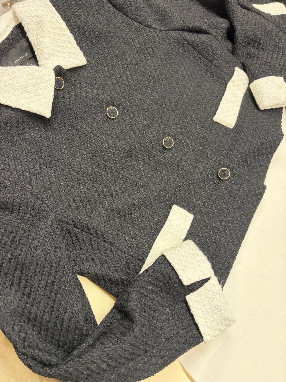 Ann Taylor Contrast Trim Tweed Jacket sz12 & Matching Pants sz10 *READ LISTING* - Picture 4 of 14